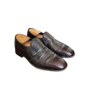 Footjoy Teju Loafers Shoes Leather Lizard Burgundy VTG Men's 9 C USA